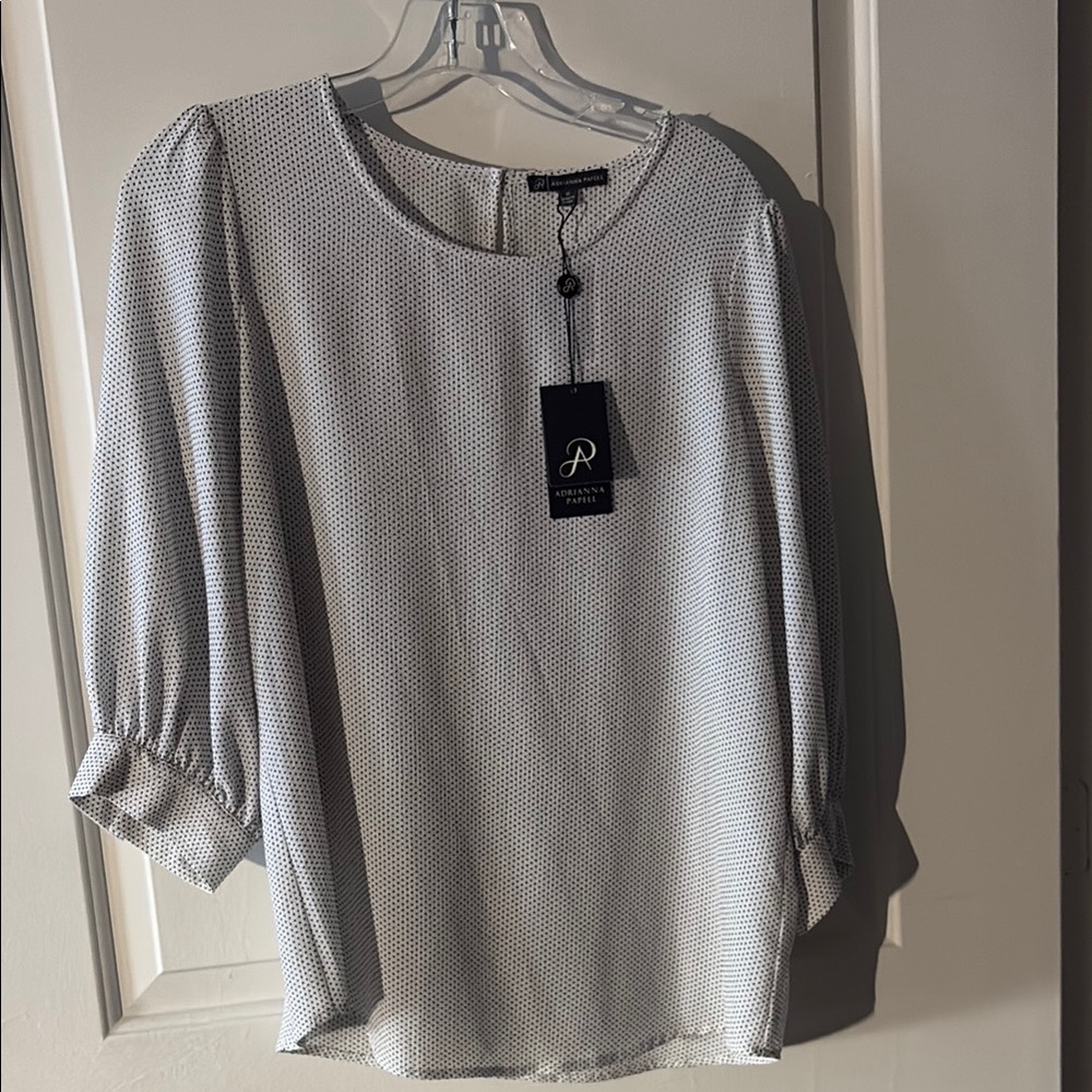 Adrianna Papell Gray Puff Sleeve Blouse